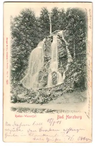 Relief-AK Bad Harzburg, Am Radau-Wasserfall