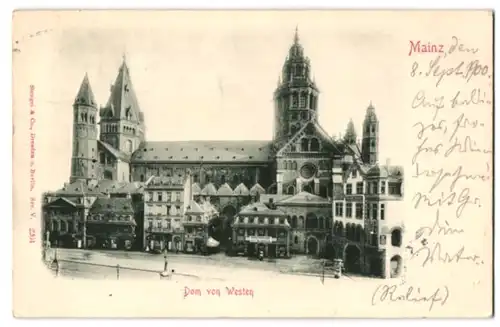 Relief-AK Mainz, Dom von Westen