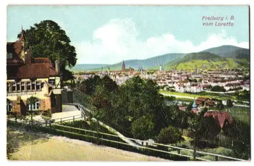 Relief-AK Freiburg i. B., Stadtansicht vom Loretto