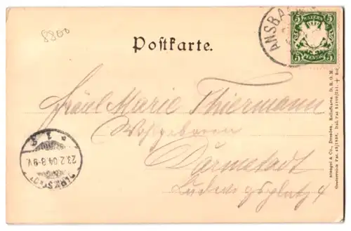 Relief-AK Ansbach, Schloss mit Krieger und Platendenkmal