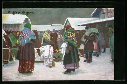AK Russische Frauen in Tracht auf dem Markt
