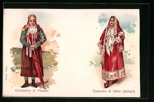 Lithographie Osilio, Costume di Osilio, Contadina di Varallo