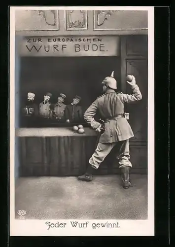 AK Feldgrauer vor der Europäischen Wurfbude nimmt Mass