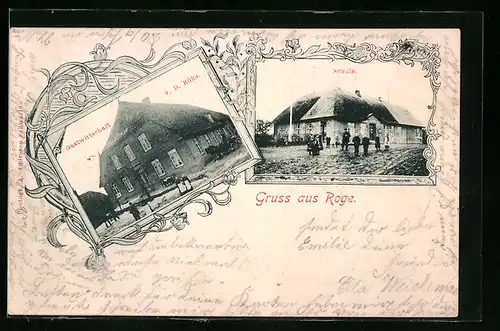 AK Roge, Gastwirtschaft v. D. Rühs, Schule