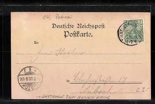 AK Techau, Gasthaus zum neuen Krug