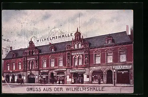 AK Hamburg-St. Pauli, Wilhelmshalle mit Schiesshalle