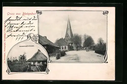 AK Blekendorf, Ortsansicht mit Schankwirtschaft W. Südel