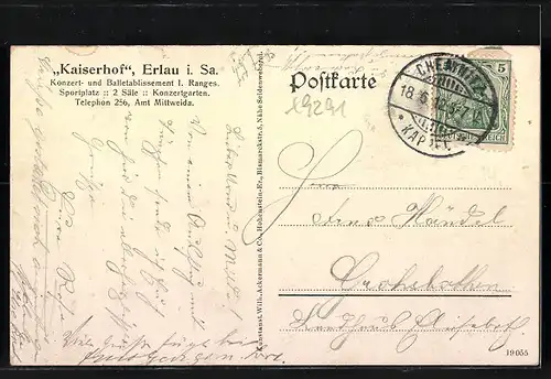 AK Erlau i. Sa., Gasthaus Kaiserhof