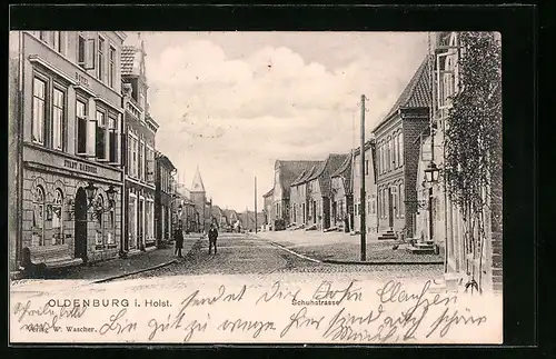 AK Oldenburg i. Holst., Schuhstrasse mit Hotel Stadt Hamburg