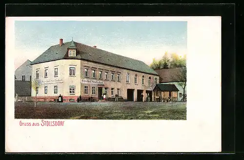 AK Stollsdorf, Gasthof Stollsdorf mit Strasse