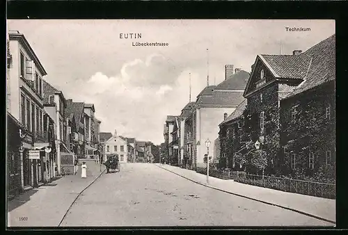 AK Eutin, Partie in der Lübeckerstrasse, mit Technikum