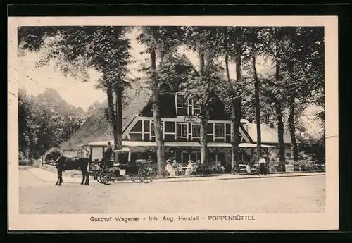 AK Hamburg-Poppenbüttel, Gasthof Wagener mit Garten von der Strasse gesehen