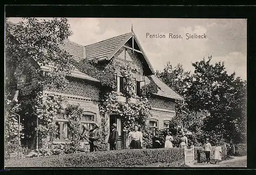 AK Sielbeck, Pension Rose mit Gästen