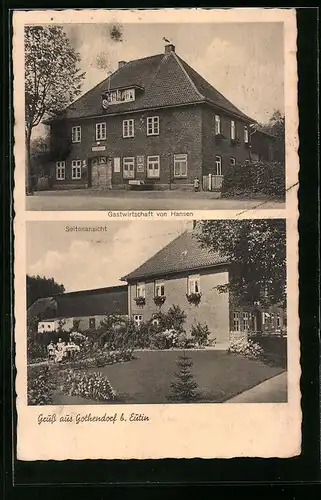 AK Gothendorf bei Eutin, Gasthaus Hansen mit Garten
