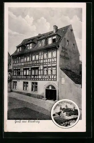 AK Würzburg, Festung Marienberg, Gasthaus Schiffbäuerin