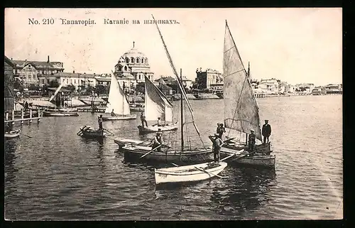 AK Ewpatorija /Krim, Hafen mit Segelbooten
