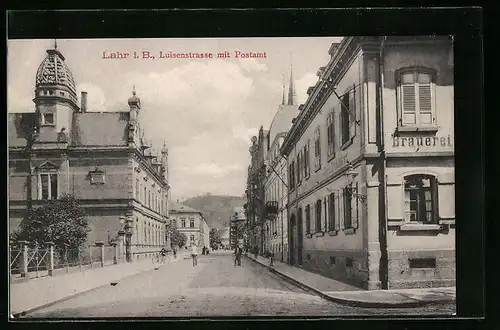 AK Lahr i. B., Luisenstrasse mit Postamt