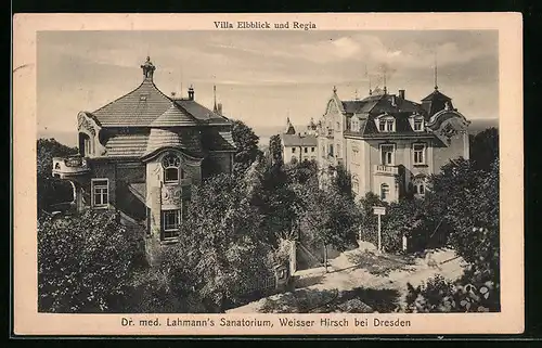 AK Dresden-Weisser Hirsch, Dr. med. Lahmanns Sanatorium, Villa Elbblick und Regia