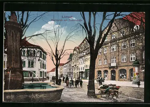 AK Lörrach, Marktplatz mit Baslerstrasse