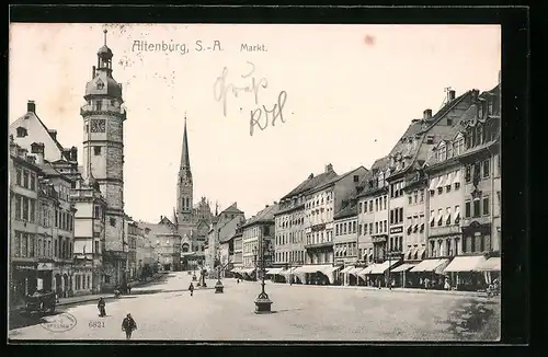 AK Altenburg i. S.-A., Markt mit Kirche