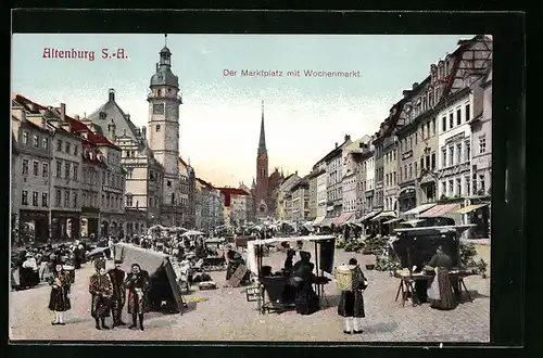 AK Altenburg i. S.-A., Marktplatz mit Wochenmarkt