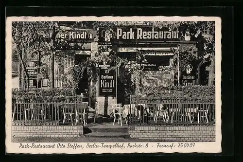 AK Berlin-Tempelhof, Park-Restaurant Otto Steffen, Parkstrasse 8