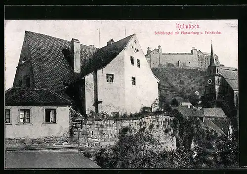 AK Kulmbach, Schlossvogtei mit Plassenburg und Petrikirche