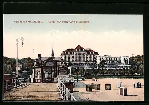 AK Heringsdorf, Kaiser Wilhelmbrücke und Kurhaus