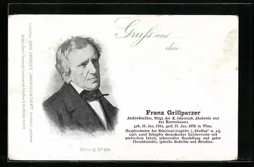 AK Franz Grillparzer, Mitglied der K. österreich. Akademie