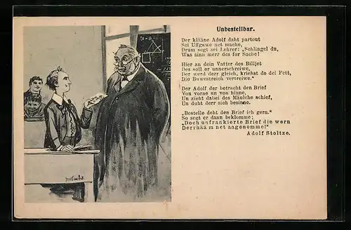 AK Adolf Stoltze, Gedicht Unbestellbar