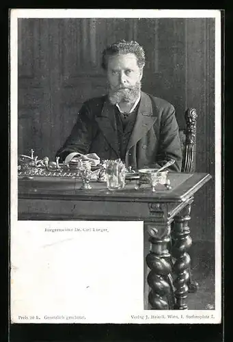 AK Wien, Bürgermeister Carl Lueger an seinem Schreibtisch