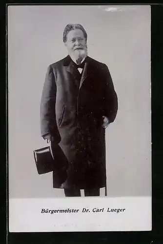 AK Wien, Portrait Bürgermeister Carl Lueger im Gehrock