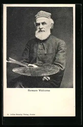 AK Maler Hermann Wislicenus mit Palette