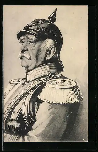 AK Bismarck uniformiert mit Pickelhaube im Portrait