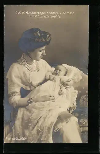 AK Grossherzogin Feodora von Sachsen-Weimar-Eisenach mit Prinzessin Sophie