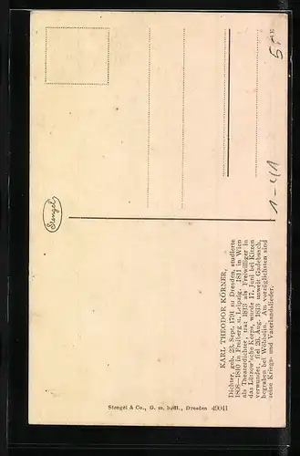 Künstler-AK Portrait von Karl Theodor Körner