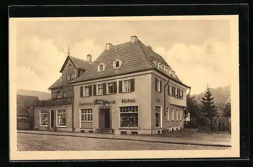 AK Stuttgart-Hedelfingen, Cafe & Conditorei W. Wyrich, direkt an der Strassenbahnhaltestelle