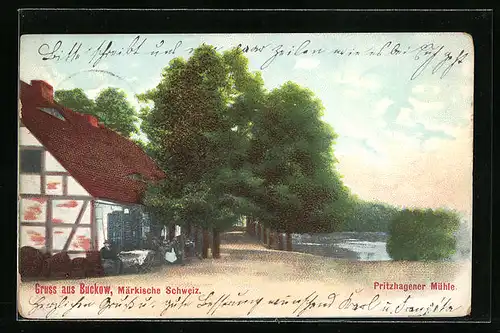 AK Buckow /Märkische Schweiz, Gasthaus Pritzhagener Mühle