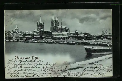 AK Köln, Panorama von Deutz aus
