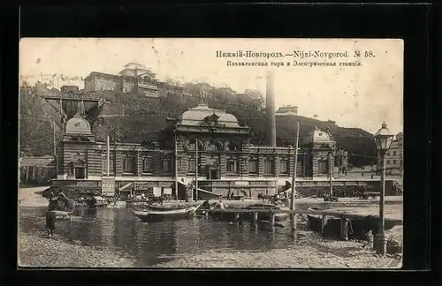 AK Nijni-Nowgorod, Fabrikgebäude am Hafen