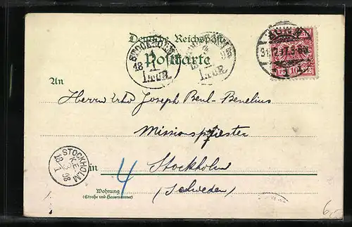 Lithographie Köln, Dom, Panorama mit Dom und Rheinbrücke