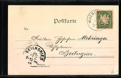 Künstler-AK München, Bavaria mit Ruhmeshalle