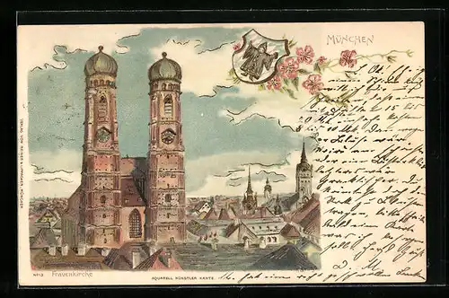 Präge-AK München, Teilansicht mit Frauenkirche