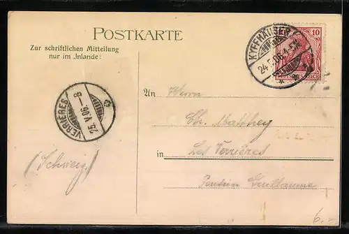 Lithographie Kyffhäuser, Kaiser-Wilhelm-Denkmal, Rothenburg, Kyffhäuser-Ruine