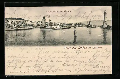 AK Lindau im Bodensee, Totalansicht des Hafens