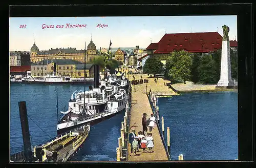 AK Konstanz, Hafen mit Landungsbrücke