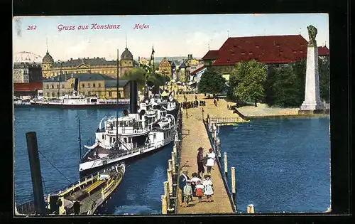 AK Konstanz, Hafen aus der Vogelschau