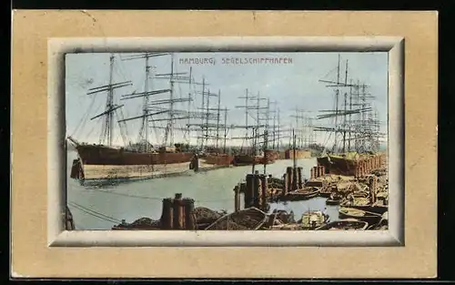 Passepartout-AK Hamburg, Partie am Segelschiffhafen