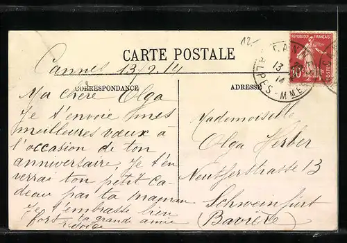 AK Cannes, Le Port et le Mont-Chevalier, vue prise du Casino Municipal