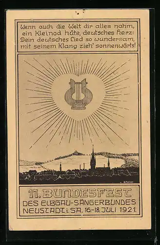 AK Neustadt i. Sa., 11. Bundesfest des Elbgau-Sängerbundes 16-18. Juli 1921
